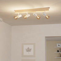 Plafoniera Industrial Townshend 3 4 Luci Legno Marrone E Bianco