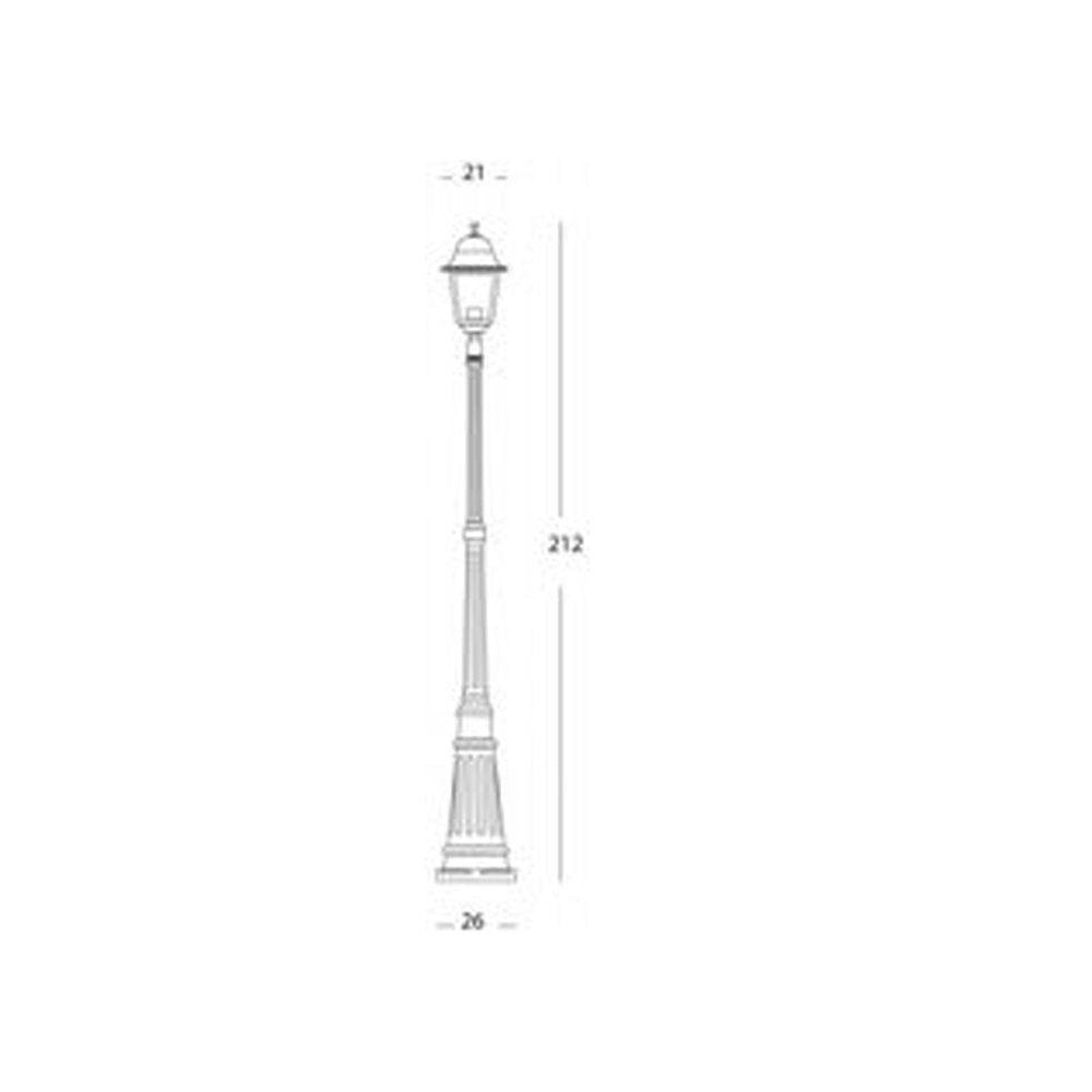 Palo Da Esterno Contemporaneo H212Cm Quadrata Alluminio E Vetro Nero 1 Luce E27