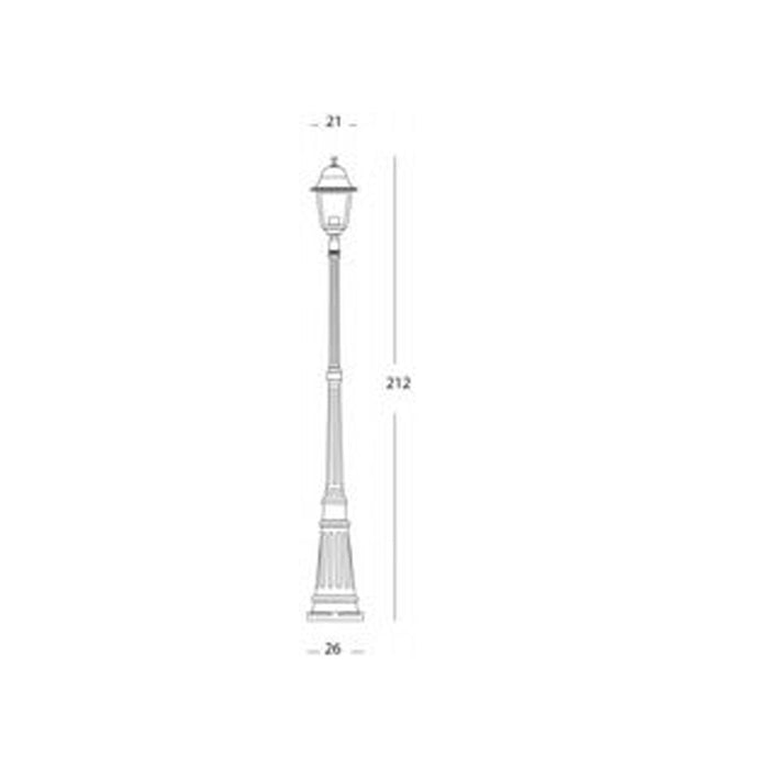 Palo Da Esterno Contemporaneo H212Cm Quadrata Alluminio E Vetro Nero 1 Luce E27