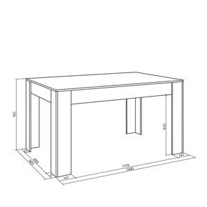 Tavolo da Pranzo, 140x90x76cm, Per 6 persone, Tavolo Cucina, Bianco RF3652