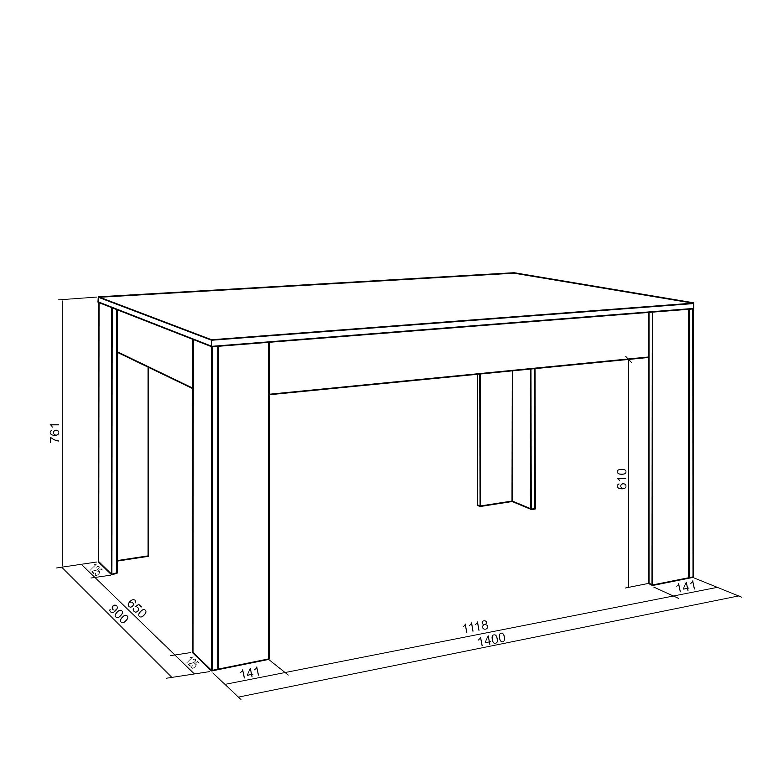 Tavolo da Pranzo, 140x90x76 cm, Per 6 comensali, Tavolo Cucina, Bianco e nero RF3651