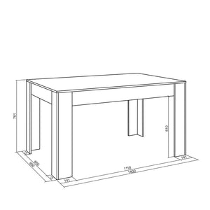 Tavolo da Pranzo, 140x90x76 cm, Per 6 comensali, Tavolo Cucina, Bianco e cemento RF3650