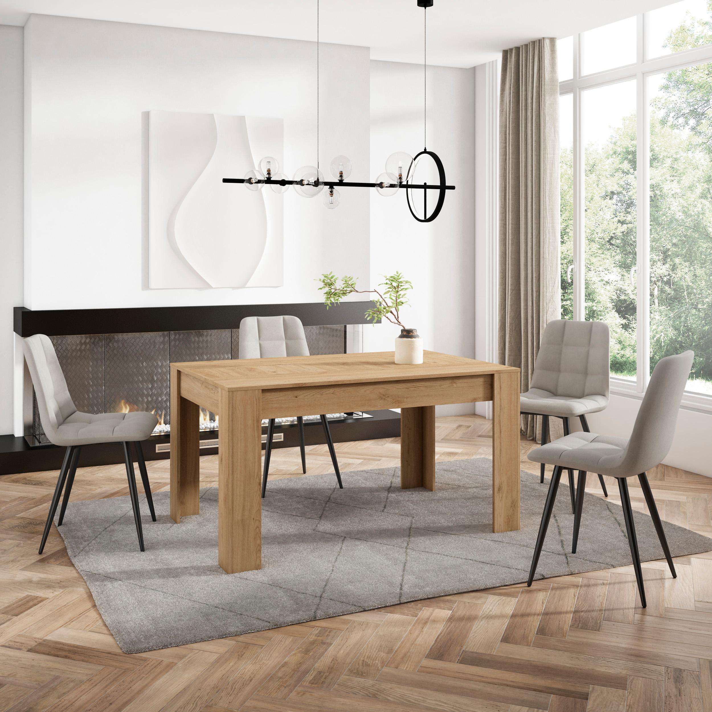 Tavolo da Pranzo, 140x90x76 cm, Per 6 comensali, Tavolo Cucina, Rovere RF3653