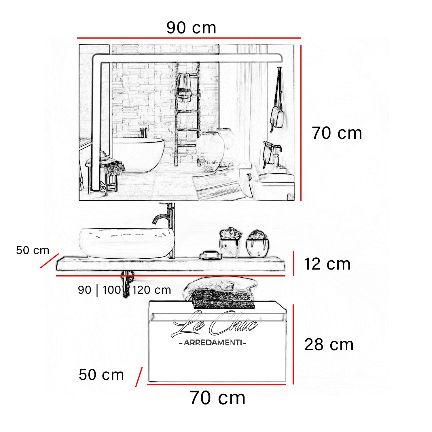 Mobile bagno moderno StyleFusion - 90 cm Bianco