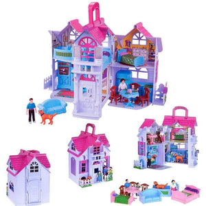 Casa delle Bambole Giocattolo Bambini Portatile 3 Personaggi e Accessori Gioco