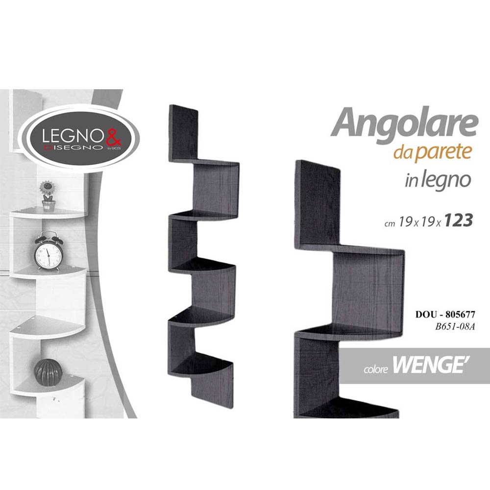 Libreria Scaffale Mensole Parete Angolare Moderna 5 Ripiani Angolo Wenghe