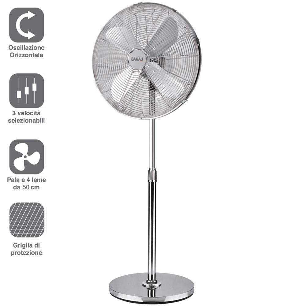 Ventilatore Colonna Piantana in Acciaio Inox 60W 50cm 3 Velocita Regolabile