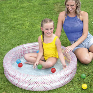 Piscina Gonfiabile Gioco Bambini con 50 Palline 2 Anelli PVC 91x20cm 2 Colori