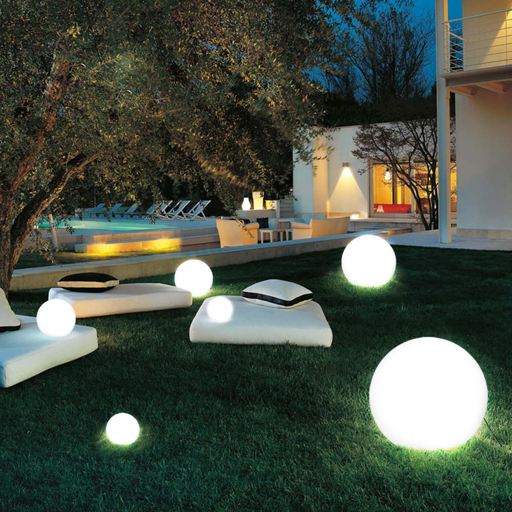 Lampada Sfera da Giardino 20cm Luce Illuminazione Esterno Attacco E27 Bianco