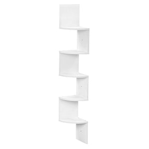 Libreria Scaffale Mensole Parete Angolare Moderna 5 Ripiani ad Angolo Bianco