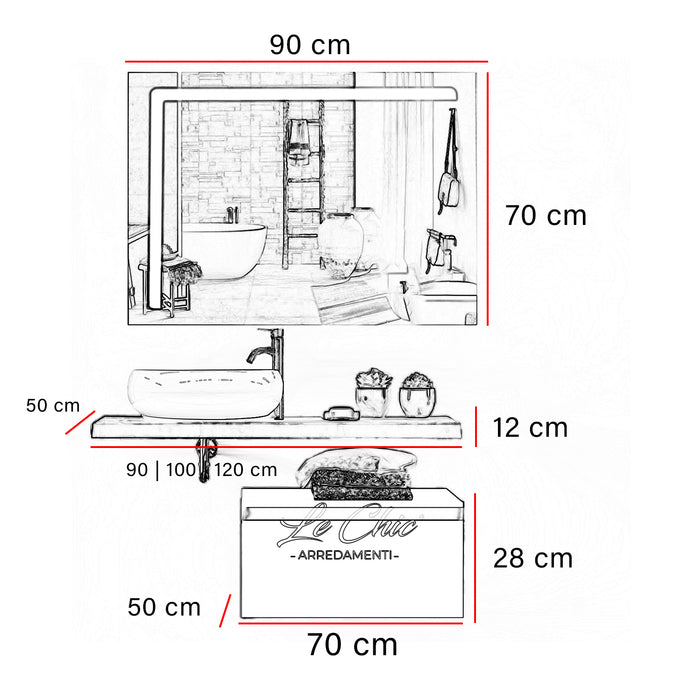 Mobile bagno moderno StyleFusion - 90 cm Tortora