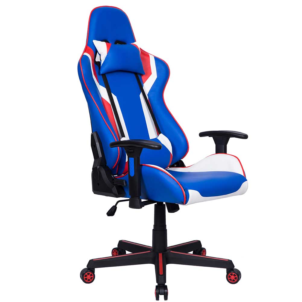 Sedia Poltrona Gaming Scrivania Ufficio Casa Reclinabile Girevole Direzionale colore Blu