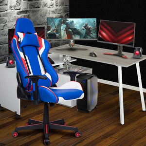 Sedia Poltrona Gaming Scrivania Ufficio Casa Reclinabile Girevole Direzionale colore Blu