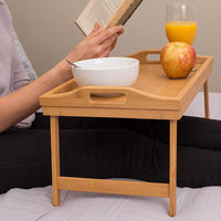 Vassoio da letto in bambu con gambe pieghevole per colazione 50 x 30 x 21 cm