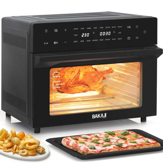 Forno Friggitrice Ad Aria Calda 30Lt Digitale 1800W Frigge Cuoce Senza Olio Nero