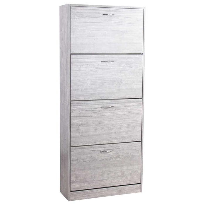 Scarpiera 4 Ante Ripiani Porta Scarpe Doppia Profondita Legno 63x24x150 Grigio