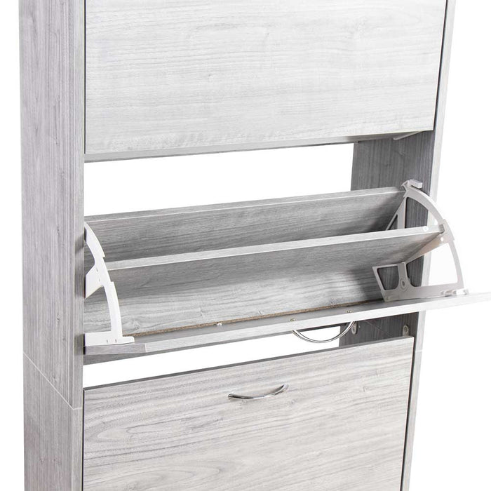 Scarpiera 4 Ante Ripiani Porta Scarpe Doppia Profondita Legno 63x24x150 Grigio