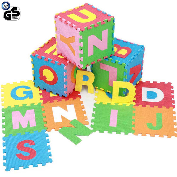 Tappeto Puzzle per Bambini Set 60 Pezzi Gioco Tappetino Lettere Alfabeto Gomma