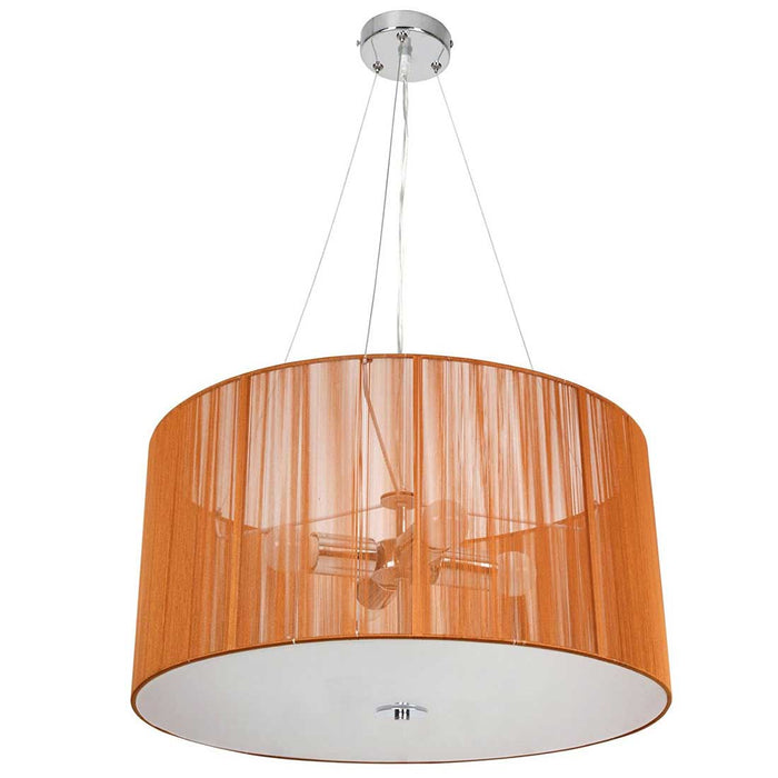 Lampadario a Sospensione Da Soffitto Retro' Ferro e Tela 4 Luci 50x80cm Caffe'