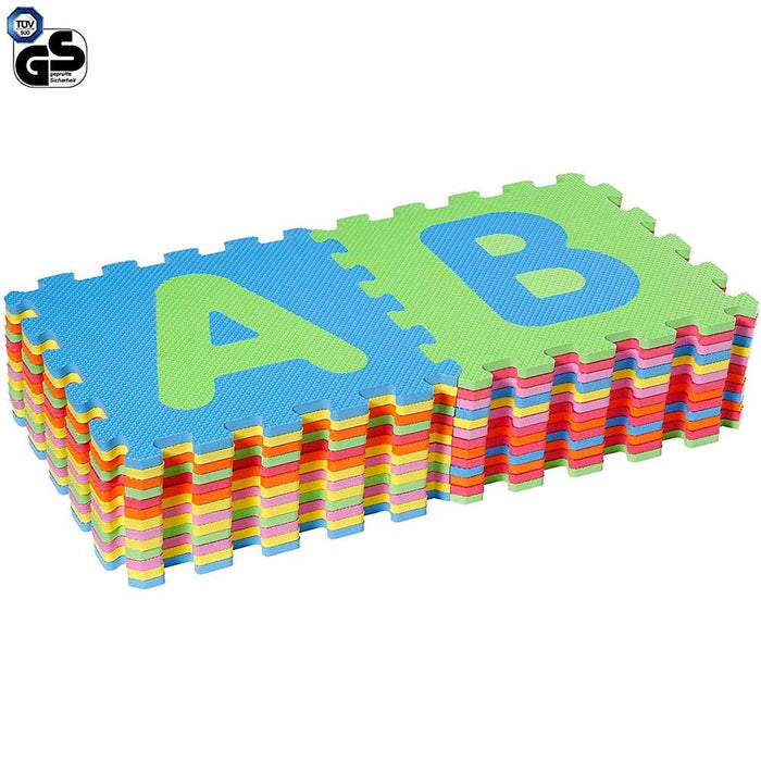 Tappeto Puzzle per Bambini Set 60 Pezzi Gioco Tappetino Lettere Alfabeto Gomma