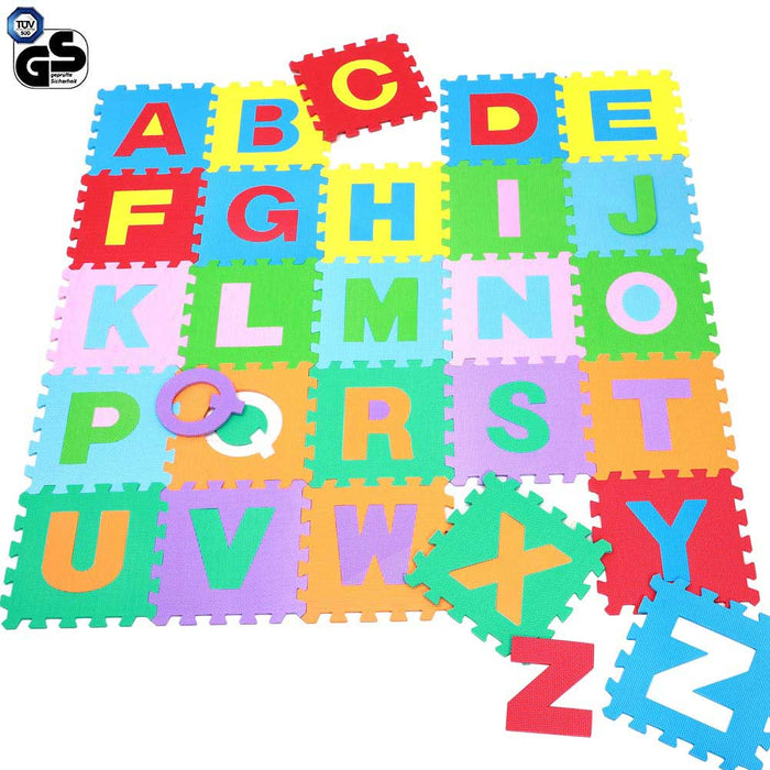 Tappeto Puzzle per Bambini Set 60 Pezzi Gioco Tappetino Lettere Alfabeto Gomma