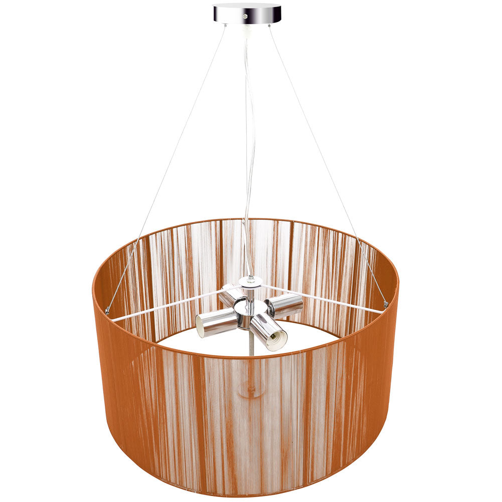 Lampadario a Sospensione Da Soffitto Retro' Ferro e Tela 4 Luci 50x80cm Caffe'