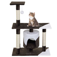 Albero Tiragraffi per Gatti Parco Giochi Cuccia Graffiatoio gatto 94cm Marrone