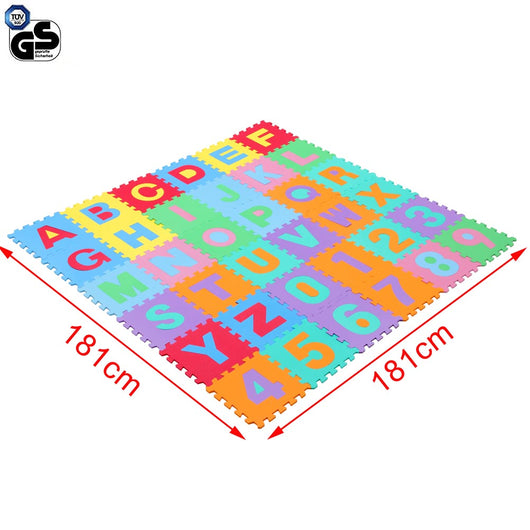 Tappeto Puzzle per Bambini Set 86 Pezzi Gioco Tappetino Lettere Numeri Gomma EVA