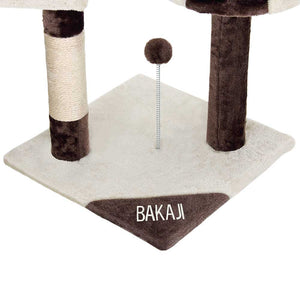 Albero Tiragraffi Gatti Parco Giochi Cuccia Graffiatoio gatto 112cm Marrone Crem