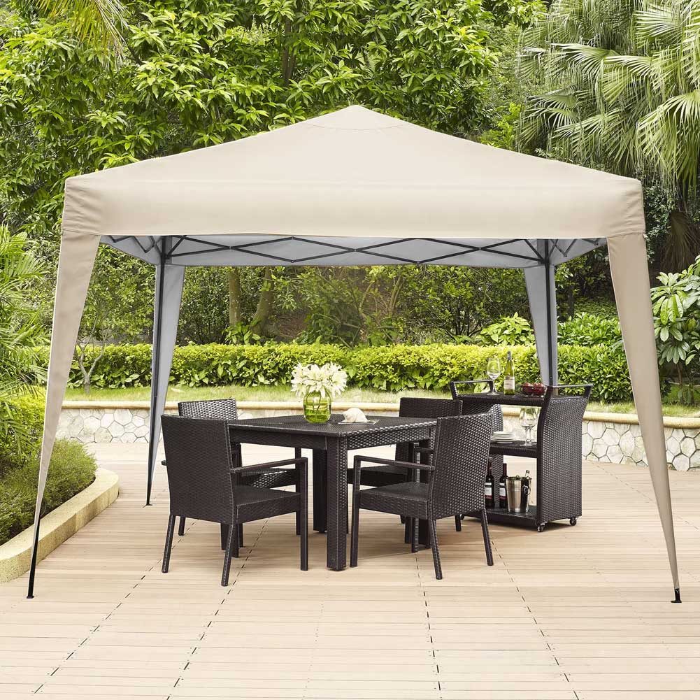 Gazebo 3x3 Pieghevole Impermeabile Richiudibile Fisarmonica Fiera mercato Beige