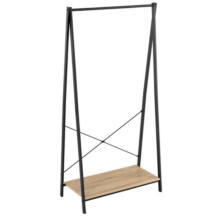 Stand Appendiabiti per Camera Da Letto in Legno MDF e Metallo Nero 80x40x160cm