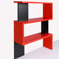 Scrivania Libreria 7 Ripiani Tavolo Porta Pc Computer Legno Casa Ufficio Rosso