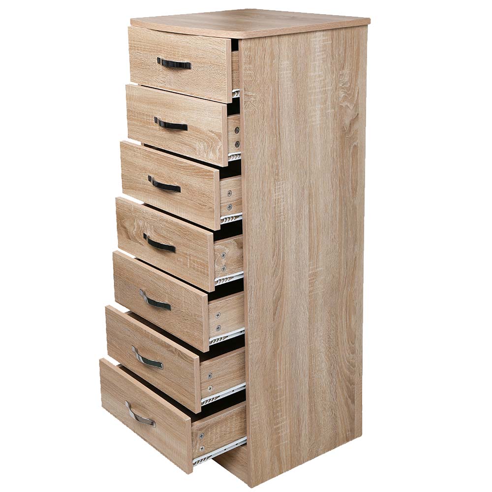 Mobile Cassettiera 7 Cassetti Settimino in legno MDF 46x42x116cm Quercia Moderno