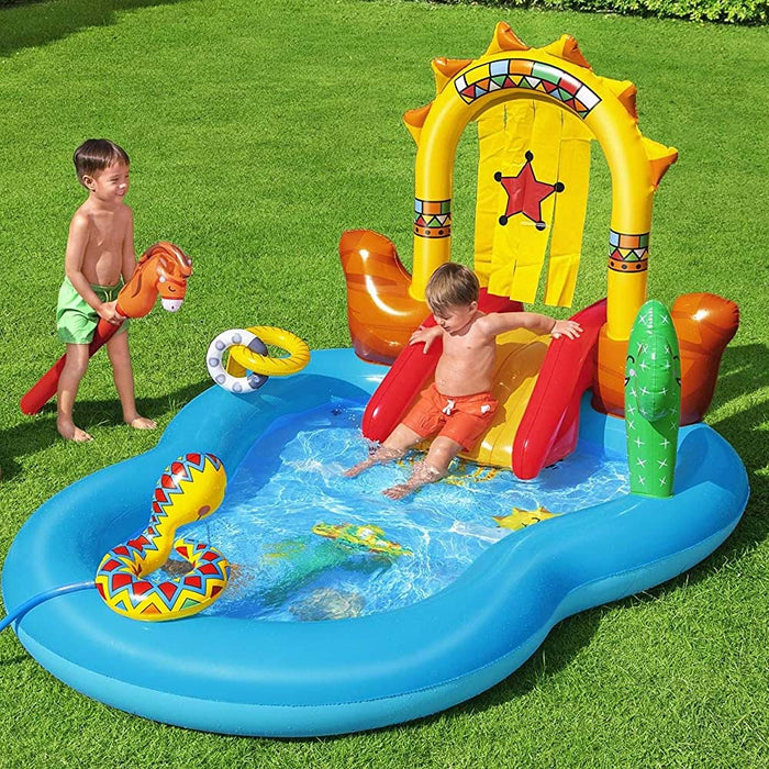 Piscina Gonfiabile Playcenter Selvaggio West Bambini 264x188 con Scivolo Doccia