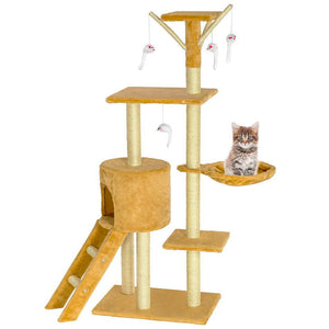 Tiragraffi per Gatti Albero Sisal Parco Giochi Gioco x Gatto Tira Graffi Beige