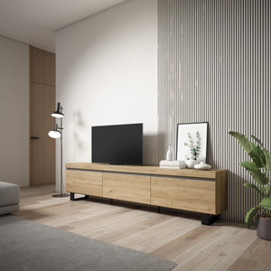 Mobile TV Soggiorno, 240x35x57cm, Design industriale, colore Rovere RF3599