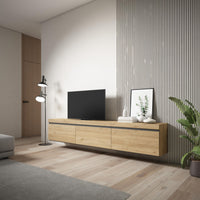 Mobile TV Soggiorno, 240x35x45 cm, Sospeso, da appendere, Rovere , RF3600