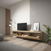 Mobile TV Soggiorno, 240x35x45 cm, Sospeso, da appendere, Rovere , RF3600