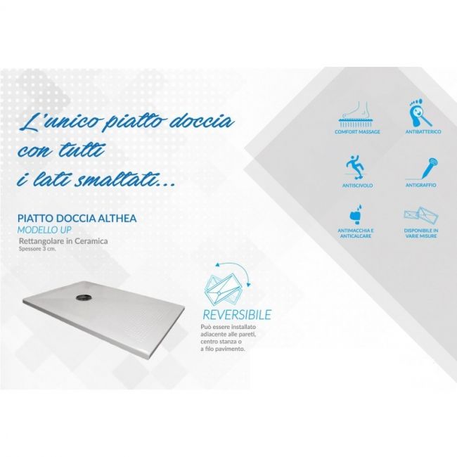 Piatto doccia in ceramica super slim alto 3 cm modello UP Althea - Misura: 80 x 140 x H 3 cm 