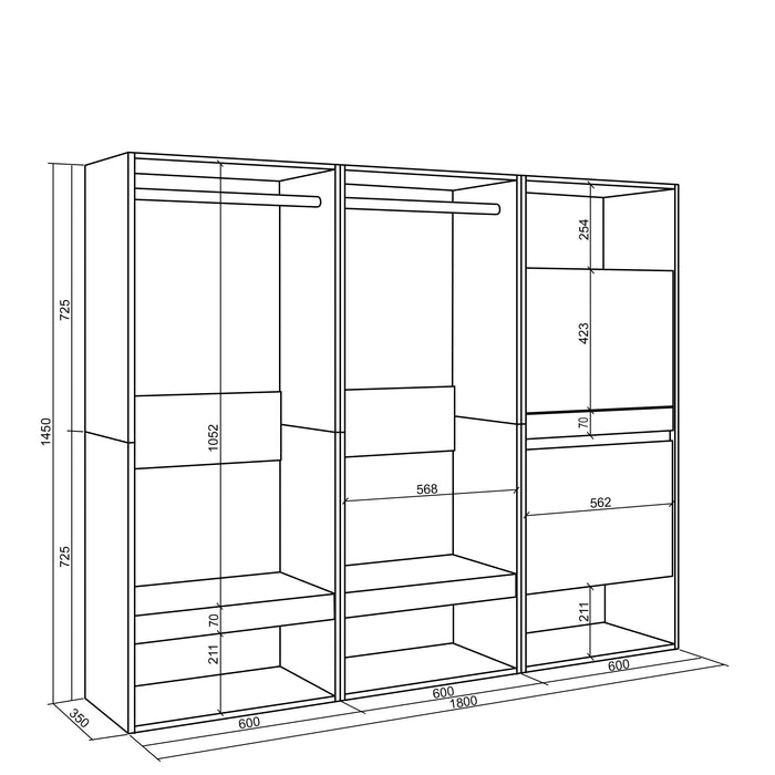 Armadio Aperto, 180x35x145 cm, Camera da letto, stanza, Scarpiera, Cemento , RF3492