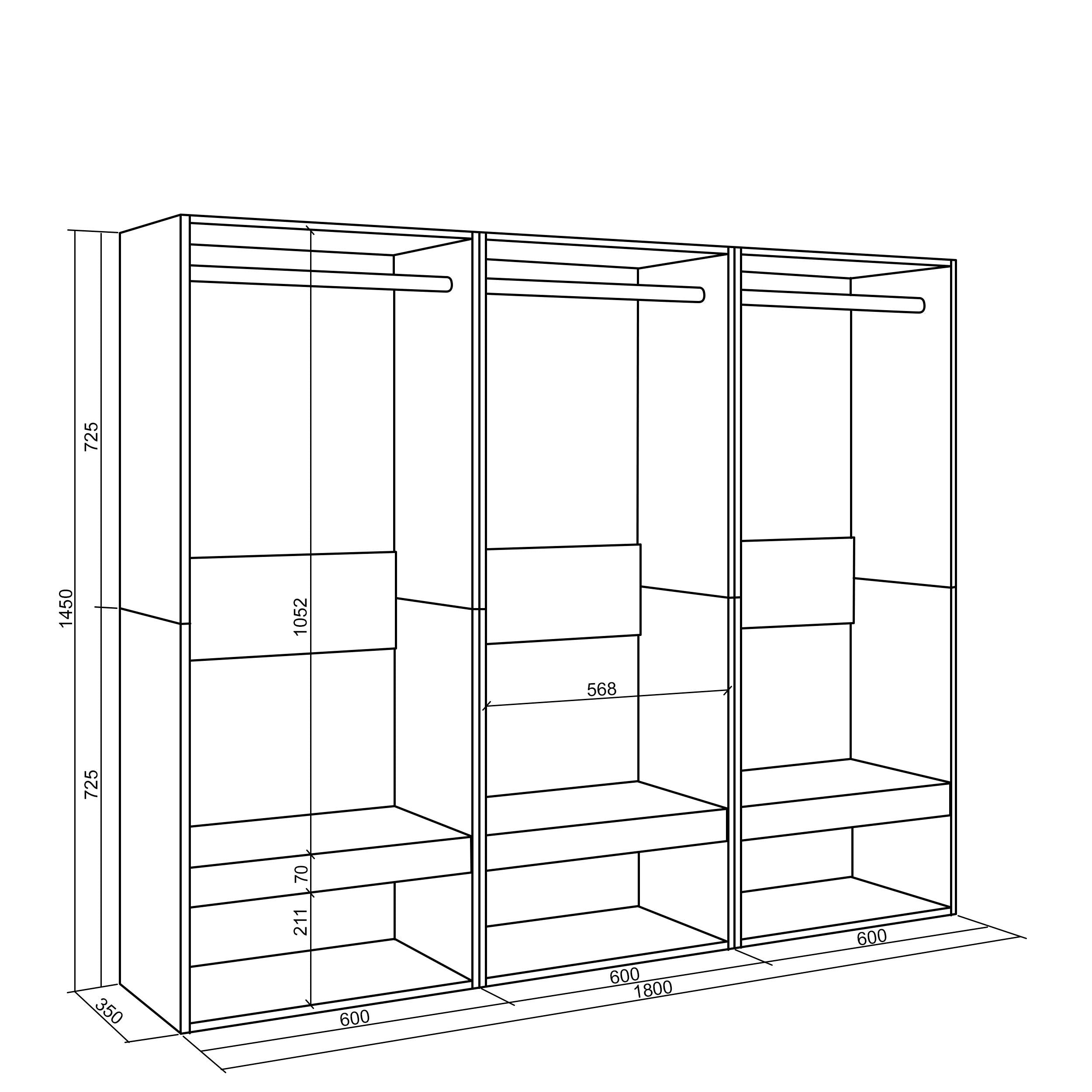 Armadio Aperto, 180x145x35 cm, Camera da letto, stanza, Vestiti, scarpe, Bianco RF3485