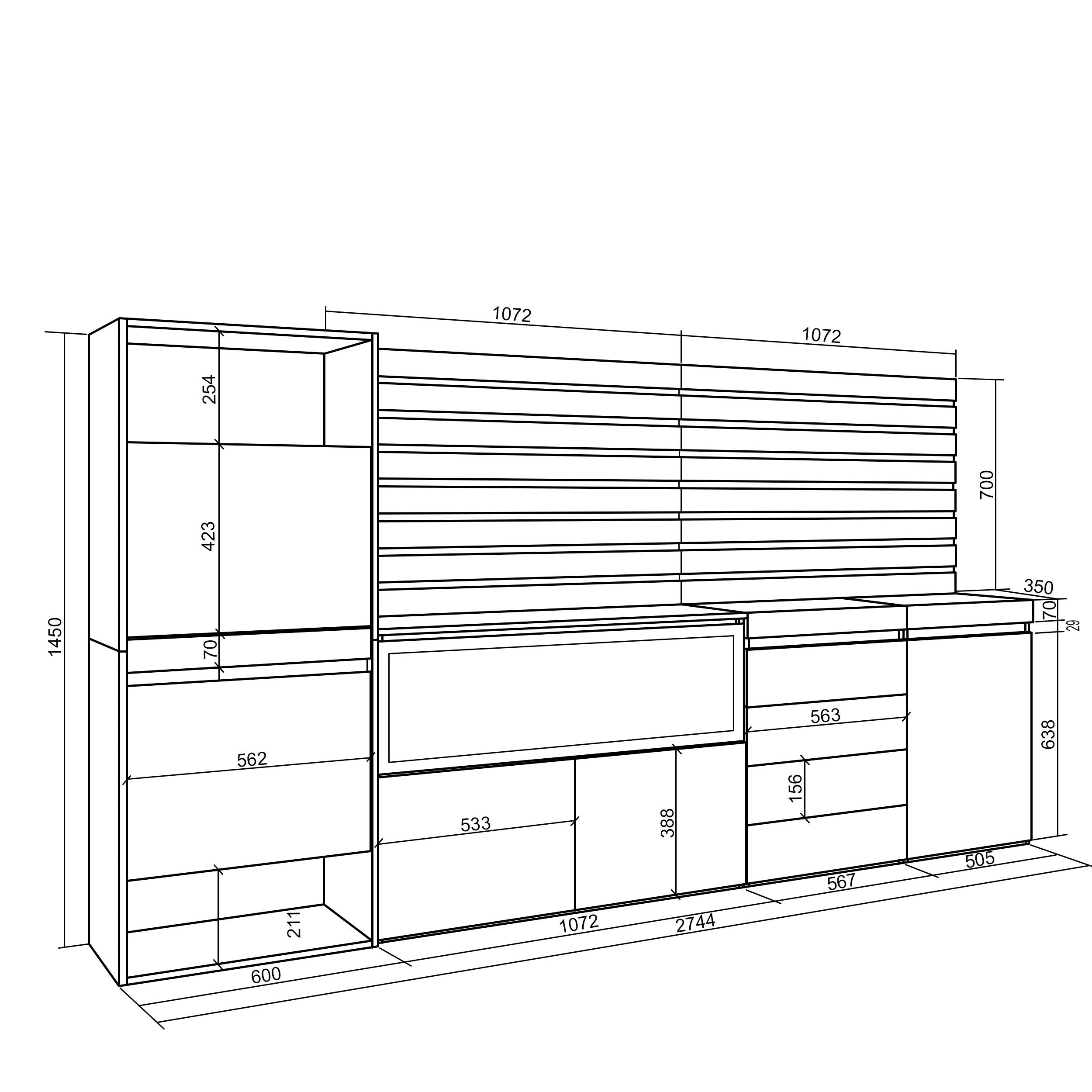 Scarpiera, 274x35x145 cm, Camera da letto, stanza, Camino elettrico XXL, Cassettiera, Pannelli Decorativi, Cemento , RF3561