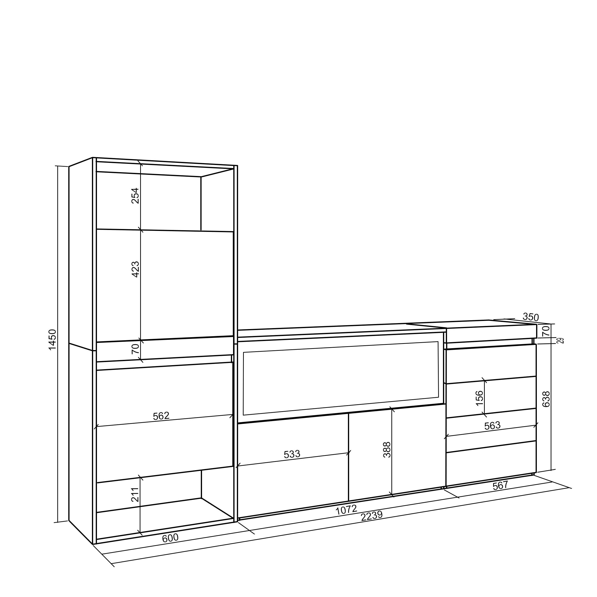 Scarpiera, 224x35x145 cm, Camera da letto, stanza, Camino elettrico XXL, Cassettiera, Cemento , RF3559