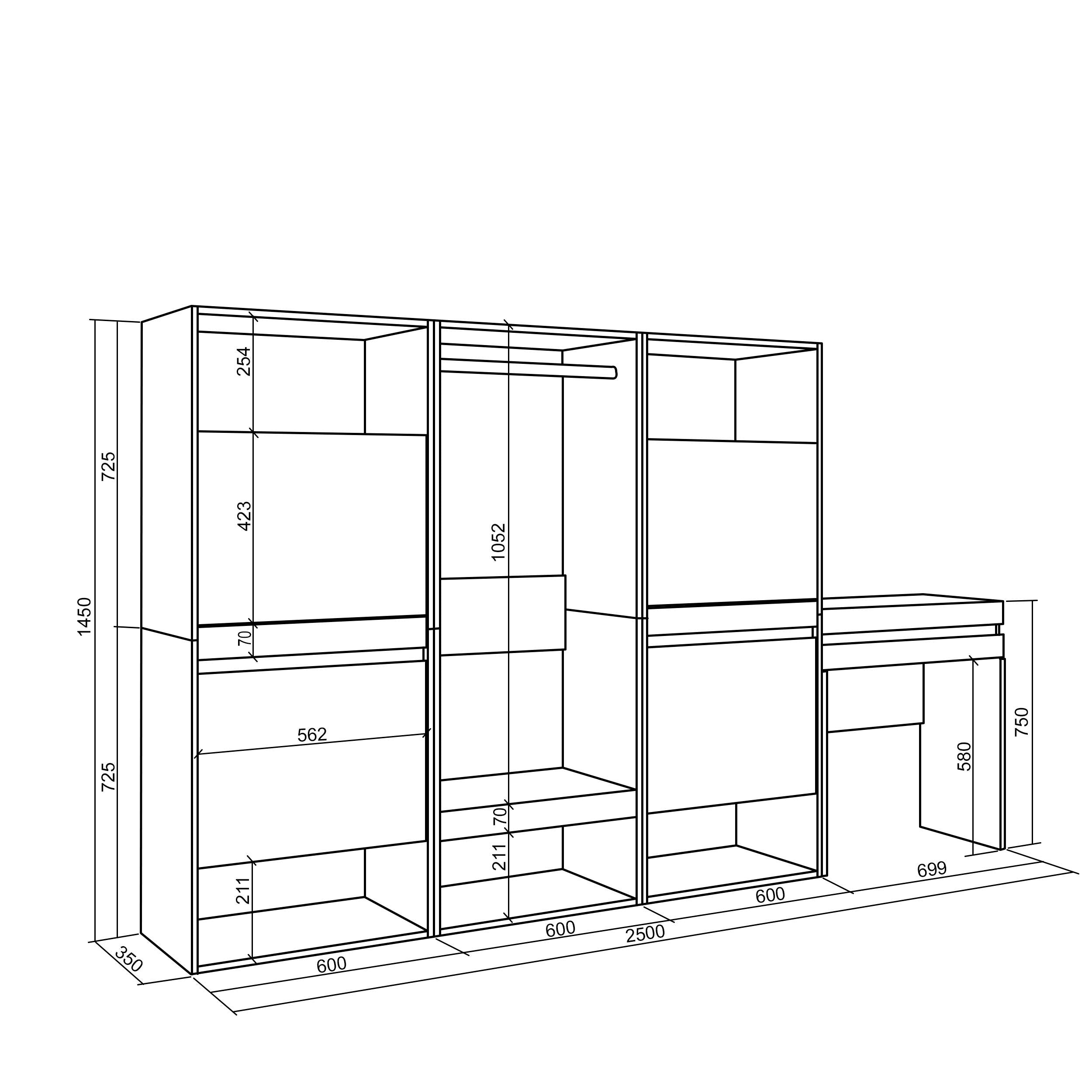 Scarpiera, 250x35x145 cm, Camera da letto, stanza, Armadio Aperto, Tavolo da toeletta, Cemento , RF3533