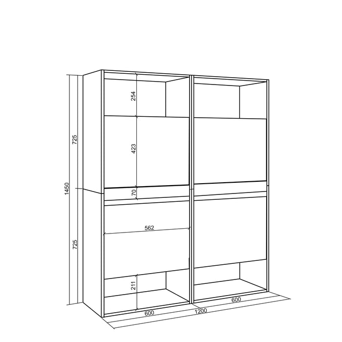 Scarpiera, 120x35x145 cm, Camera da letto, stanza, Armadio, Cemento , RF3522