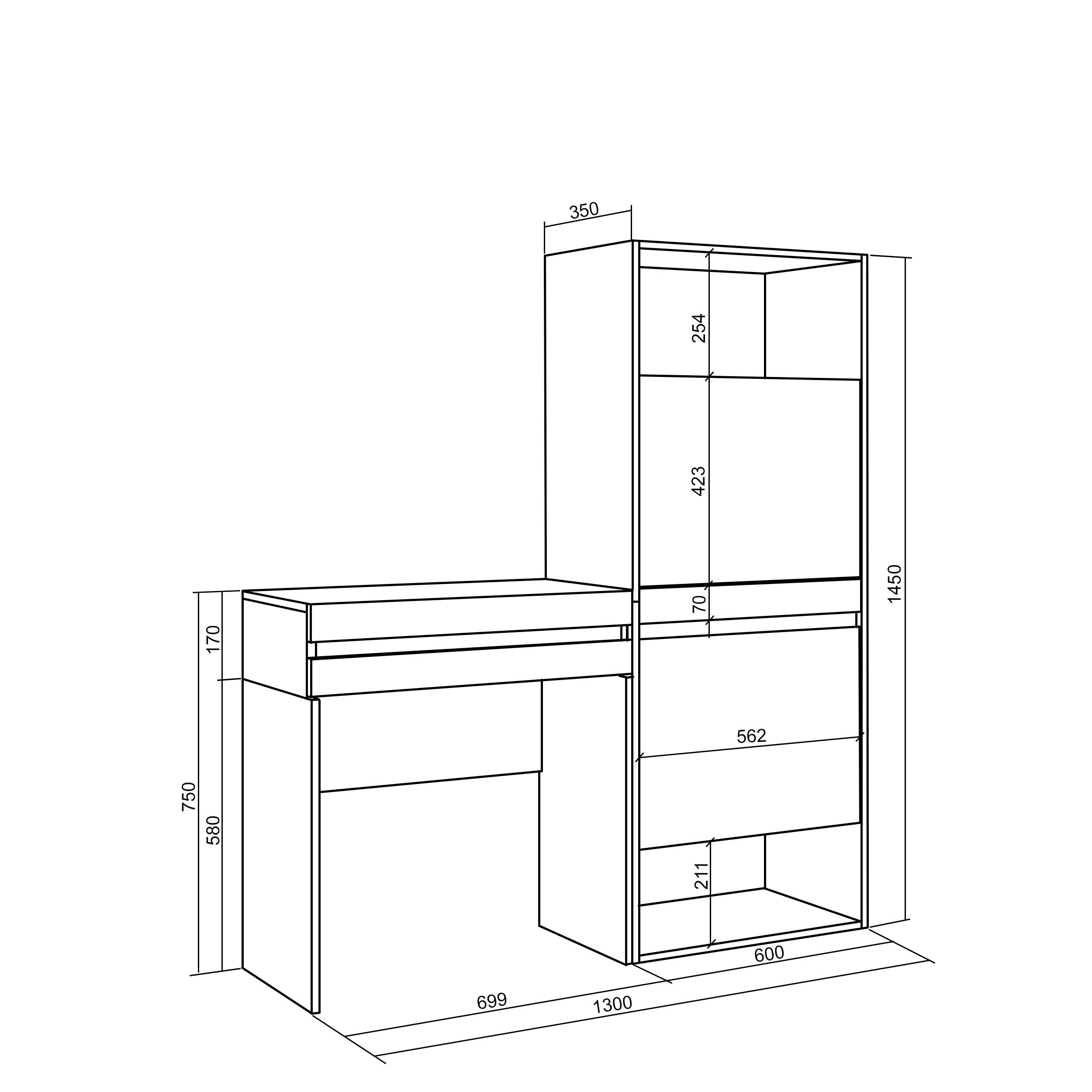 Scarpiera, 130x35x145cm, Camera da letto, Tavolo da toeletta, colore Rovere RF3535