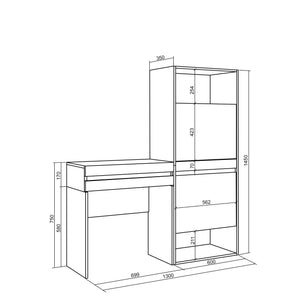 Scarpiera, 130x35x145cm, Camera da letto, Tavolo da toeletta, colore Rovere RF3535