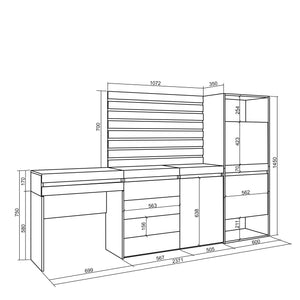 Scarpiera, 237x35x145 cm, Camera da letto, stanza, Cassettiera, Pannelli Decorativi, Tavolo da toeletta, Bianco , RF3499