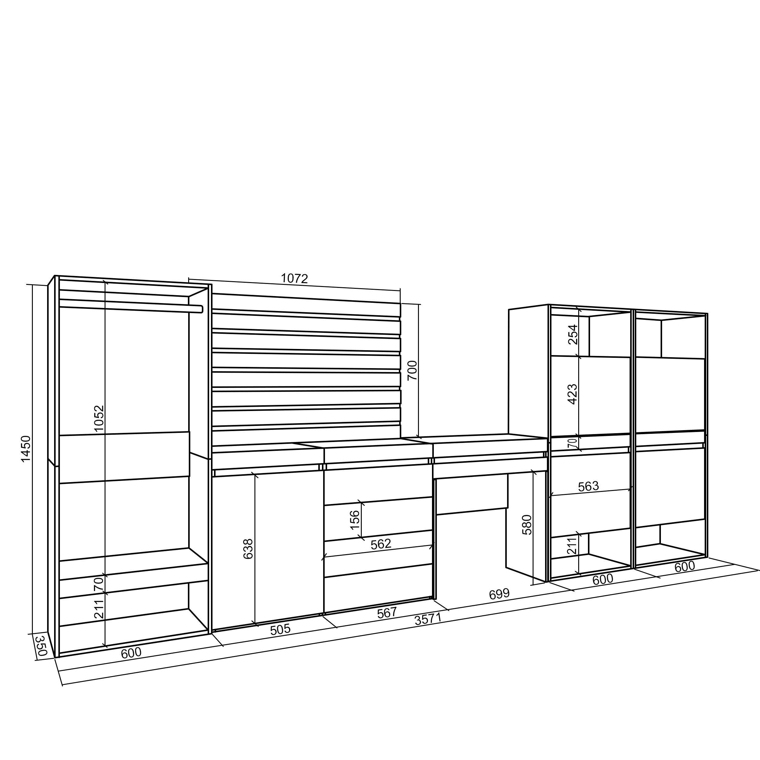 Scarpiera, 335x57x145 cm, Camera da letto, stanza, Armadio Aperto, Cassettiera, Pannelli Decorativi, Tavolo da toeletta, Bianco , RF3508