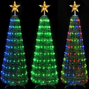 Albero di Natale 120 cm Cono Pieghevole 160 Led Smart Luminosi con App Control